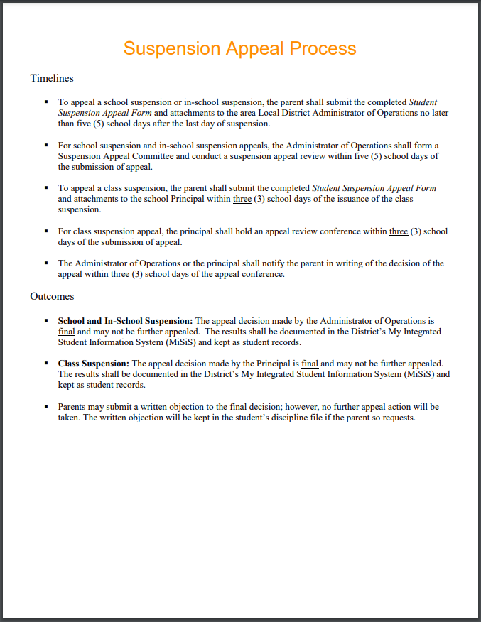 Suspension Appeal Process - Handout
